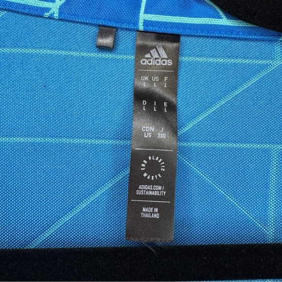 Adidas Men’s Performance Polo Shirt | Blue Geometric Print | Size L - Picture 5 of 9